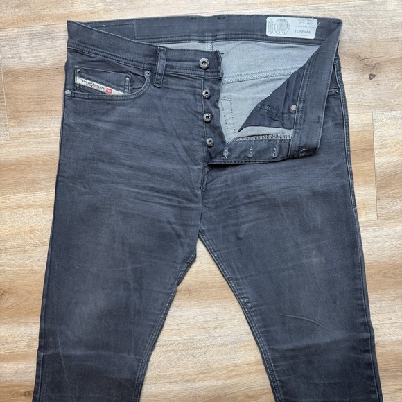Diesel Tepphar Jeans Men 33x32 Black Slim Carrot Stretch Italy 0R84A (Tag31) - Picture 2 of 16